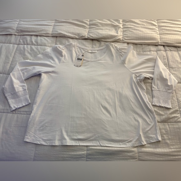 Mango White Scoop Neck Long Sleeve Top - Picture 2 of 3